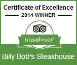 Certificate of Excellence - Billy Bob's Steakhouse
