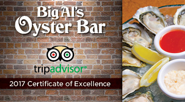 Big Al's Oyster Bar Earns 2017 TripAdvisor® Certificate