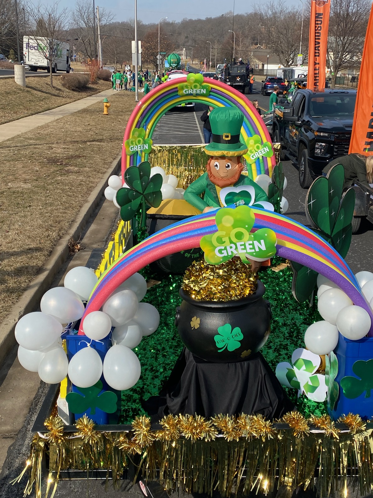 Par-A-Dice's recycling-themed float at the Peoria St. Patrick’s Day Parade