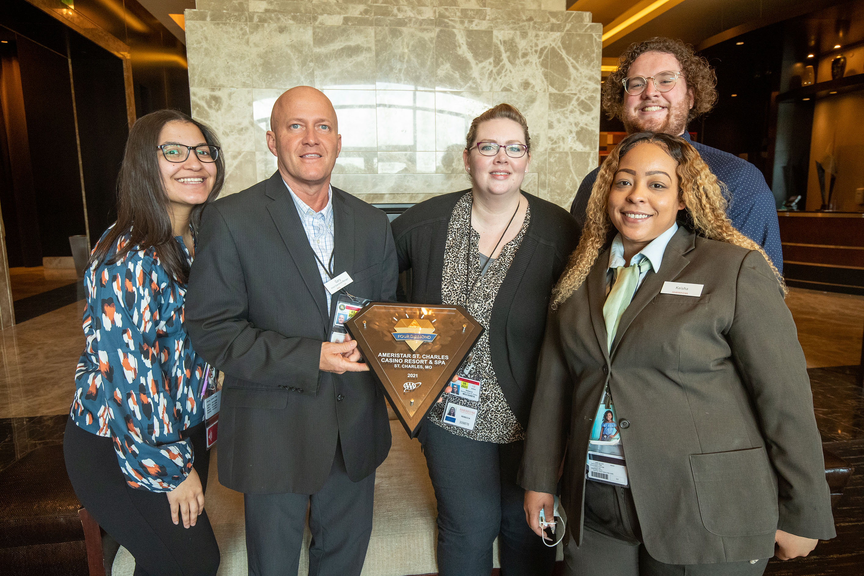 The Ameristar St. Charles hotel team with the property's 2021 AAA Four-Diamond Award