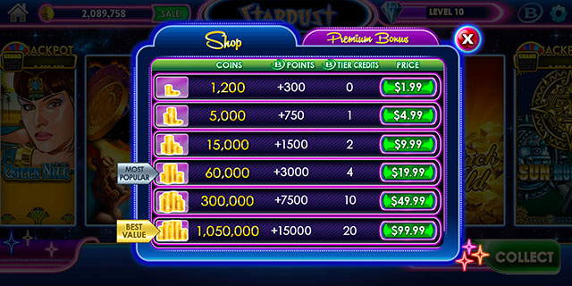 Stardust Shop Menu